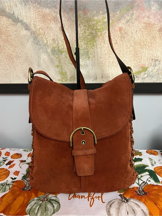 Coach Handbags - Vintage‎ Coach Authentic Suede Braided Flap Shoulder Bag Rust